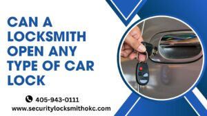 Experienced automotive locksmith in OKC unlocking a car